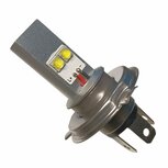 Voorlamp H4 (P43T) met groot en dimlicht led DC 6 en 12 volt systemen in Wit 40 Watt POSITIEF MASSA ( H4.40.SM.OW.10.POS)