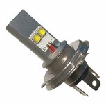 Voorlamp H4 (P43T) met groot en dimlicht led DC 6 en 12 volt systemen in Wit 40 Watt  800-1600 lum.