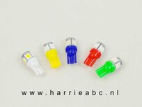 T10 LED 6 en 12 volt in diverse kleuren DC 3 Watt. (6/12.T10.05.OO.61)