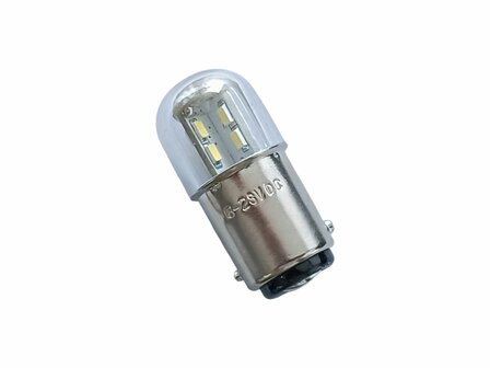 BA15D 10 watt onderste 2 contacten zijn - en + enkele lichtbron in diverse kleuren.  (6/28.BA15D.10.-/+onderstecontacten.42)