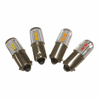 BA9S 6 volt 5 watt  bi-polariteit zijdelings schijnend in diverse kleuren ( BA9S.05.ZIJ.OO.41 )