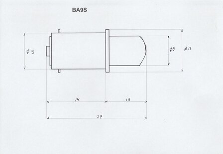 Led BA9S 6 volt AC/DC (4 watt) massa negatief blauw wit