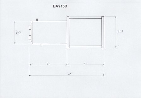 Led BAY15D fitting 21/5 watt 6 volt gelijkstroom massa neg. ( wit, warm wit of rood )