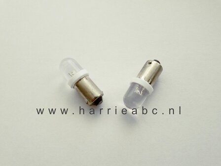 BA9S 12 volt led 5 watt DC wit met blauwe gloed. (12.BA9S.05.BW.15)