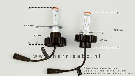 H7 led koplamp 80 watt 9-32 volt 4600Lumen met Pilips Z-ES leds. (12.H7.80.03)