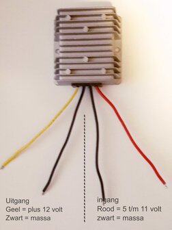 Omvormer DC/DC 6 volt naar 12 volt 6 amp&eacute;re, (maximaal 8 amp&eacute;re) ( omvormer.6.12.10.92 )