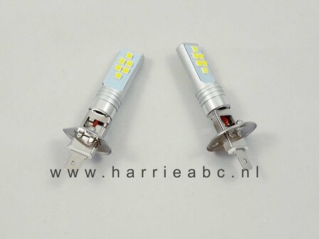 H1 LED lamp 12 volt of voor 6 volt met omvormer 35 watt kleur wit ( 12.H1.35.OW.86 )