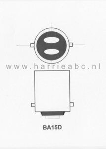 BA15D 21 WATT ONDERSTE 2 CONTACTEN ZIJN - EN + ENKELE LICHTBRON 6 en 12 volt. (6/12.BA15D.21.-/+onderstecontacten.OO.41)