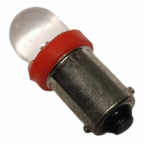 Led BA9S 6 volt DC gelijkstroom  (2 watt) massa negatief rood. (BA9S.02.OR.00)
