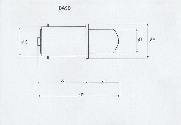 Led BA9S 6 volt AC/DC (4 watt) massa negatief blauw wit