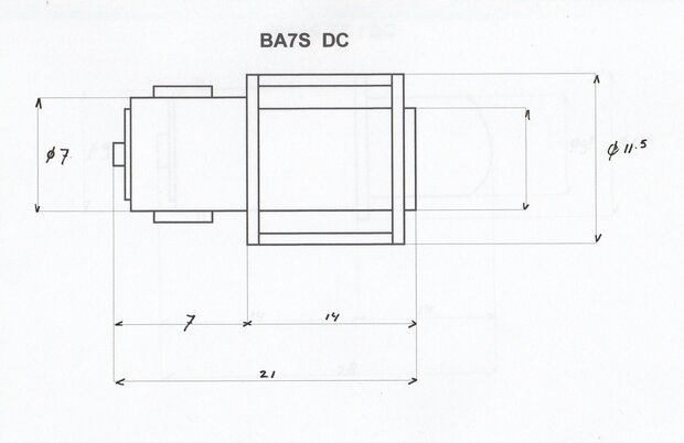 BA7S led gelijkstroom (DC) massa negatief 6 volt 3 watt wit. (BA7S.03.OW.01)