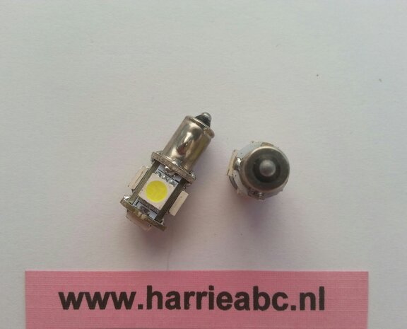 BA7S led gelijkstroom (DC) massa negatief 6 volt 3 watt wit. (BA7S.03.OW.01)