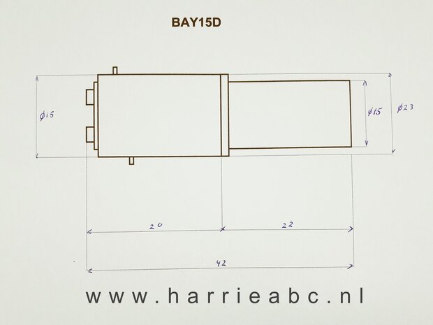 BAY15D 30 SMD leds 6 volt gelijkstroom massa  pos. (21/5 watt) in rood. (BAY15D.21/5.30.OR.03.POS)