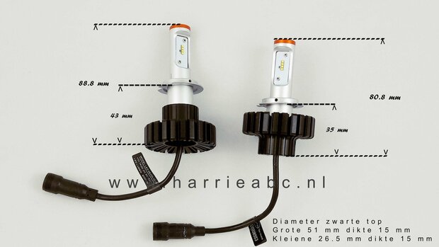 H7 led koplampen set 80 watt 9-32 volt 4600Lumen met Pilips Z-ES leds. (12.H7.80.03)